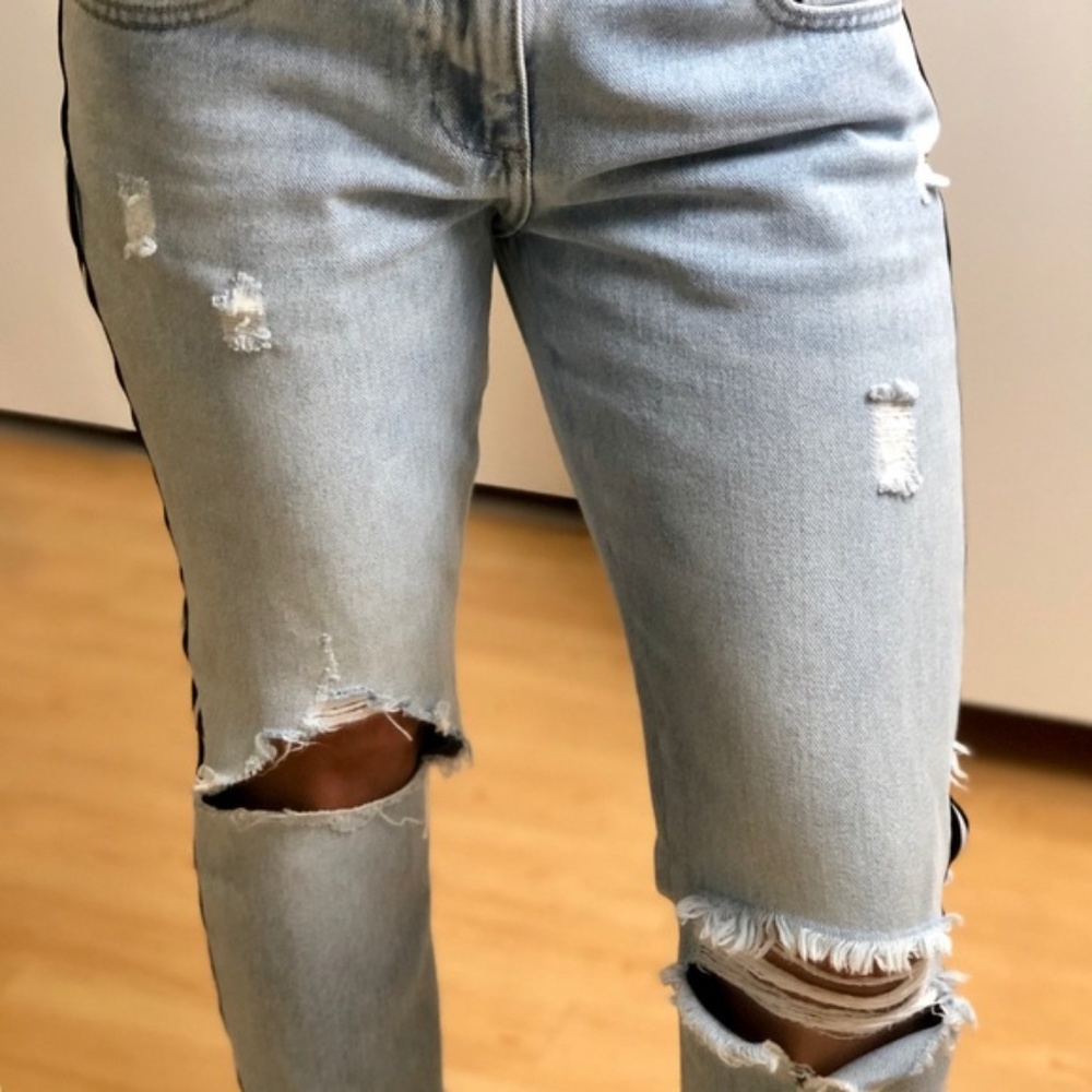 BAELEY Slim Boyfriend w/ Stripe Jeans - Picture 4 of 8